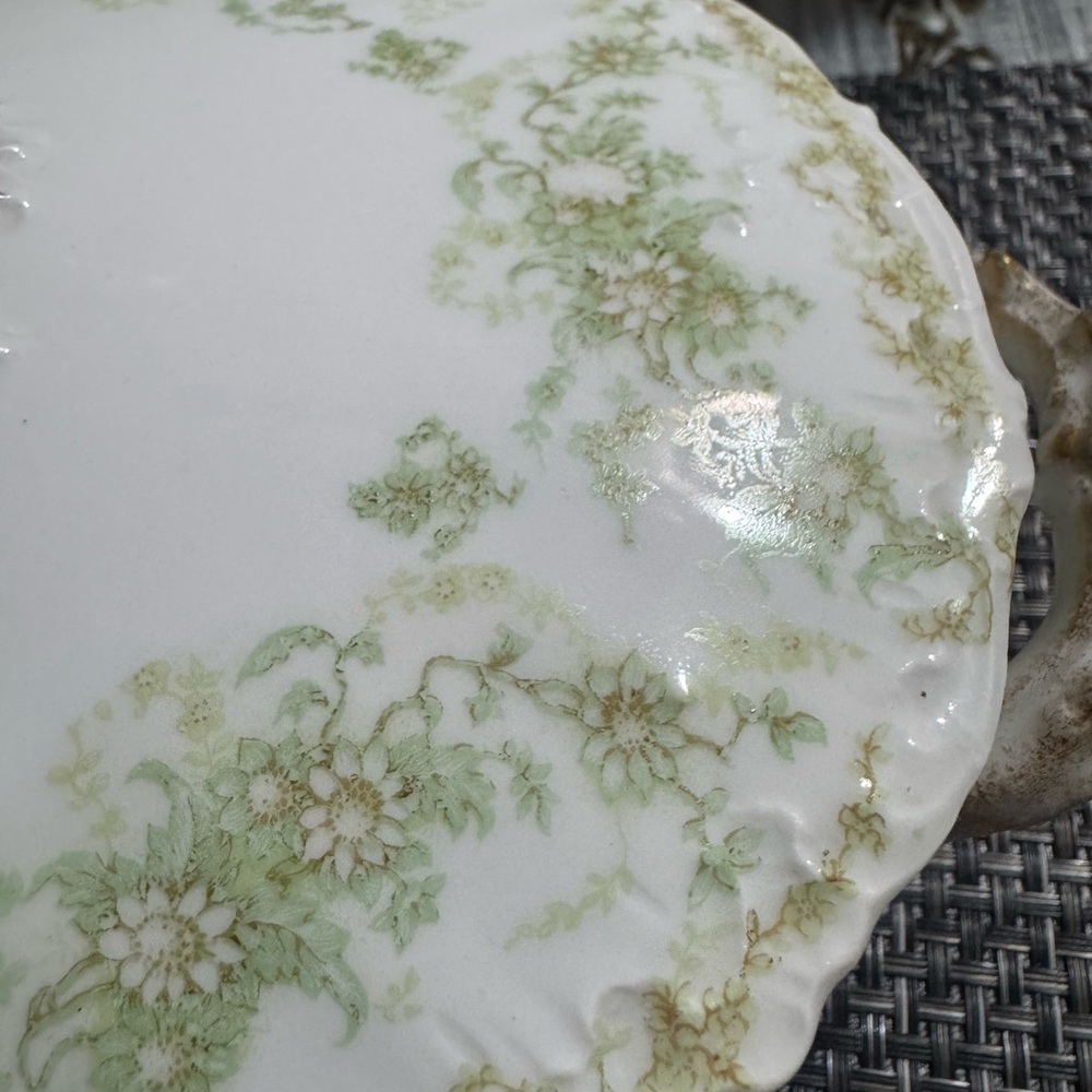 Vintage Elite Works Limoges France Covered Dish Vegetable Serving Green Floral - Picture 15 of 15